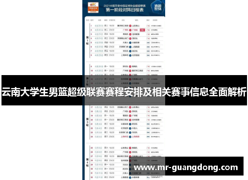 云南大学生男篮超级联赛赛程安排及相关赛事信息全面解析